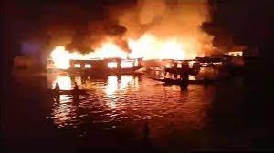 Devastating Fire Engulfs Houseboats at Srinagar's Dal Lake; Several Reduced to Ashes