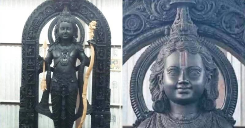"Golden Bow and Arrow: Ram Lalla's Complete Idol Revealed Ahead of Ayodhya Temple Consecration"