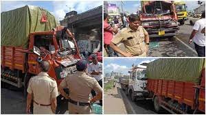 Truck Collision Causes Traffic Disruption Near Pune's Navale Bridge; No Injuries Reported